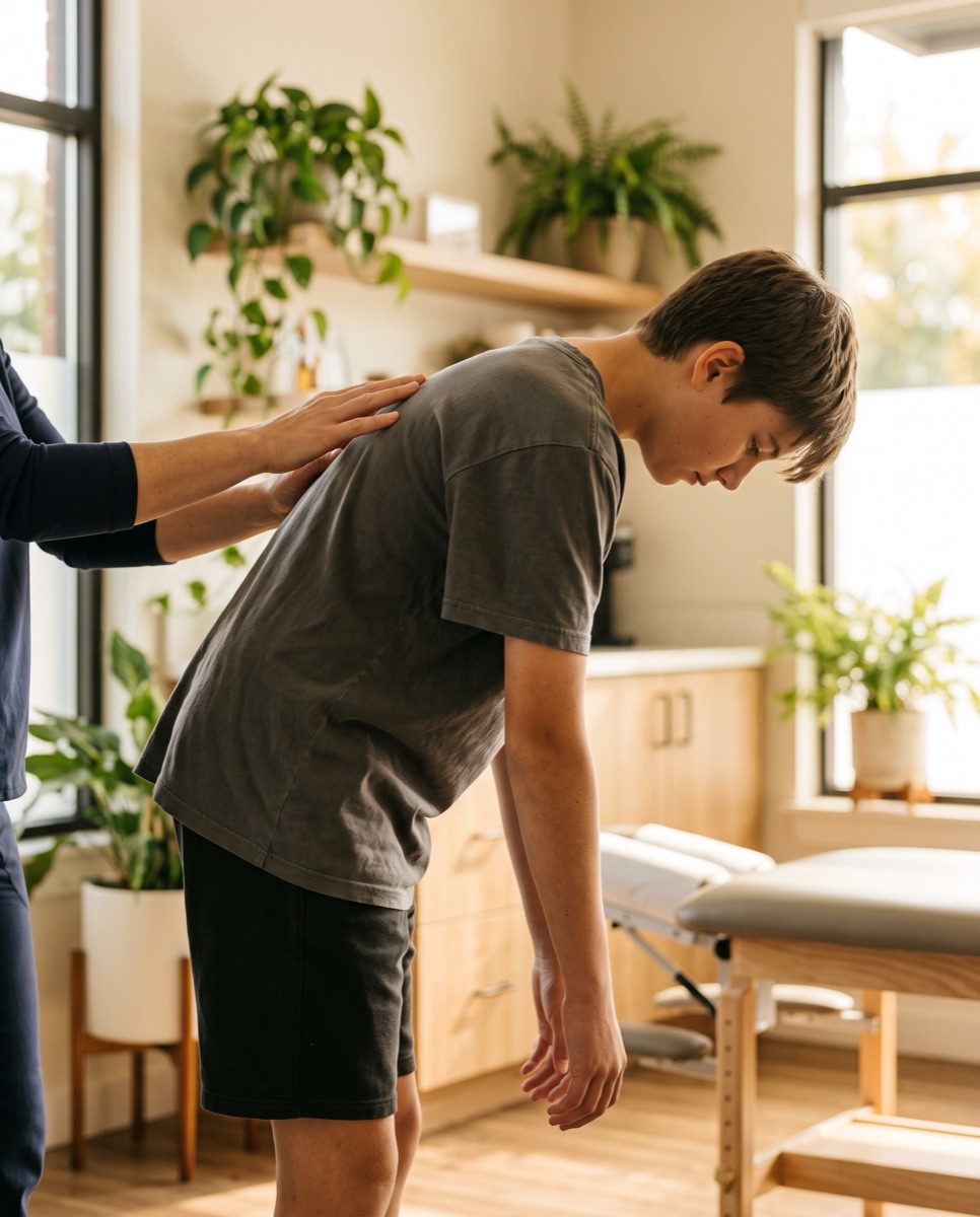 Un adolescent reçoit une évaluation posturale